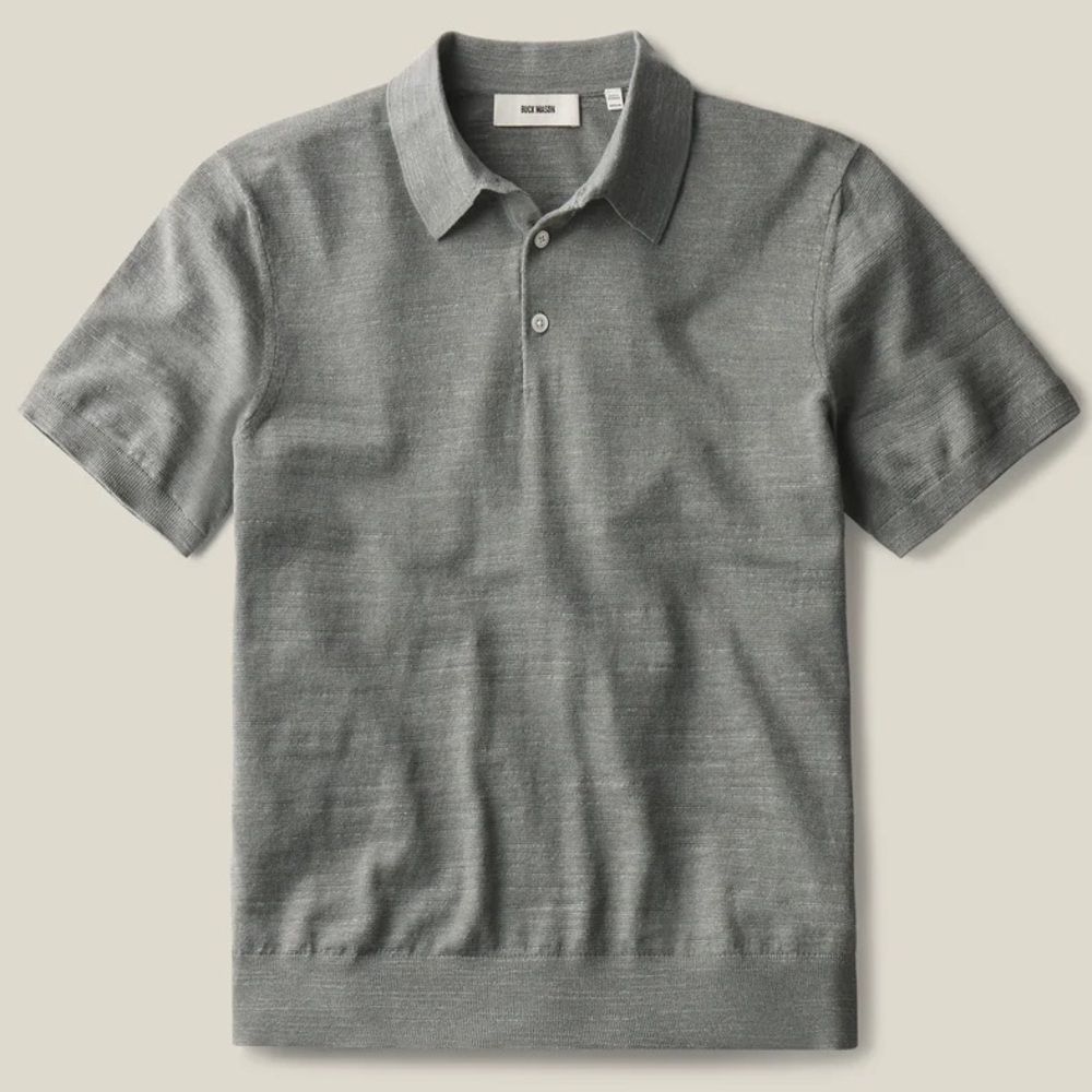Buck Mason Avalon Knit Polo - Heather Grey - Medium - Like New
